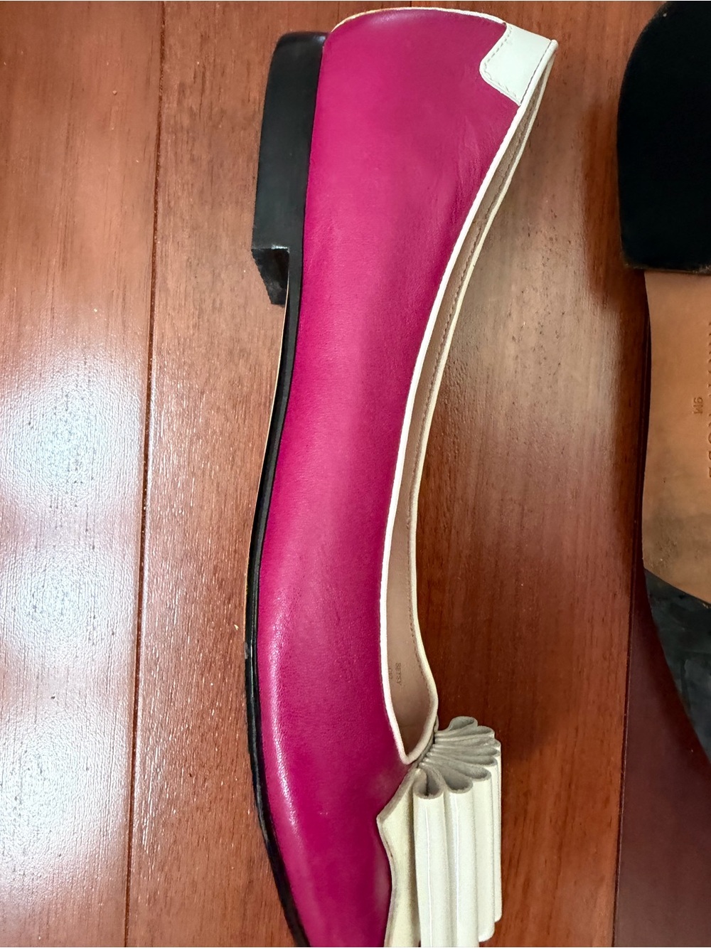 Taryn Rose Magenta Ballet Flats with Cream Bow Detail 9 - Picture 4 of 4